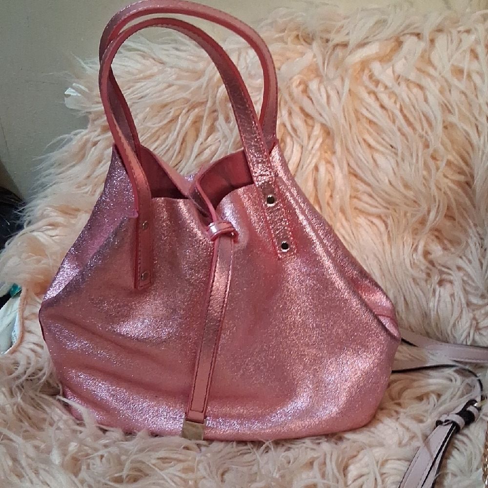 NWOT TIFFANY & CO  Pink Women's Reversible Suede And Pink Metallic Bag - Picture 2 of 13